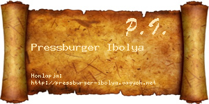 Pressburger Ibolya névjegykártya